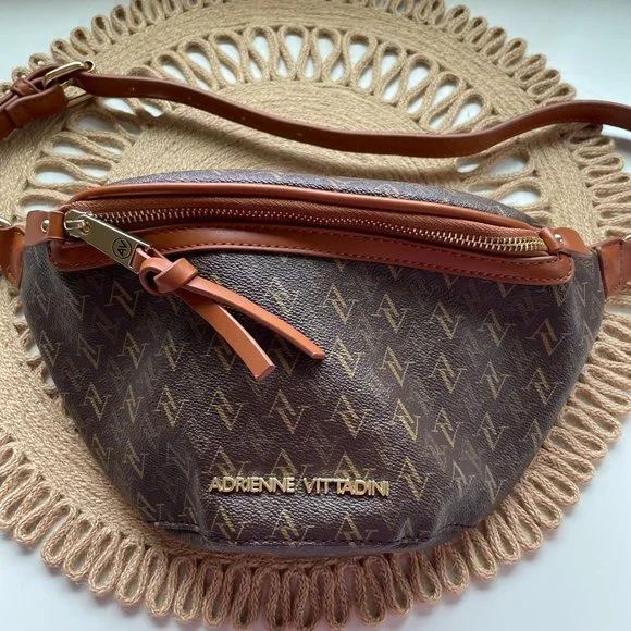 Adrienne Vittadini Bags Adrienne Vittadini Signature Monogram Print Belt Bag Brown Tan Poshmark